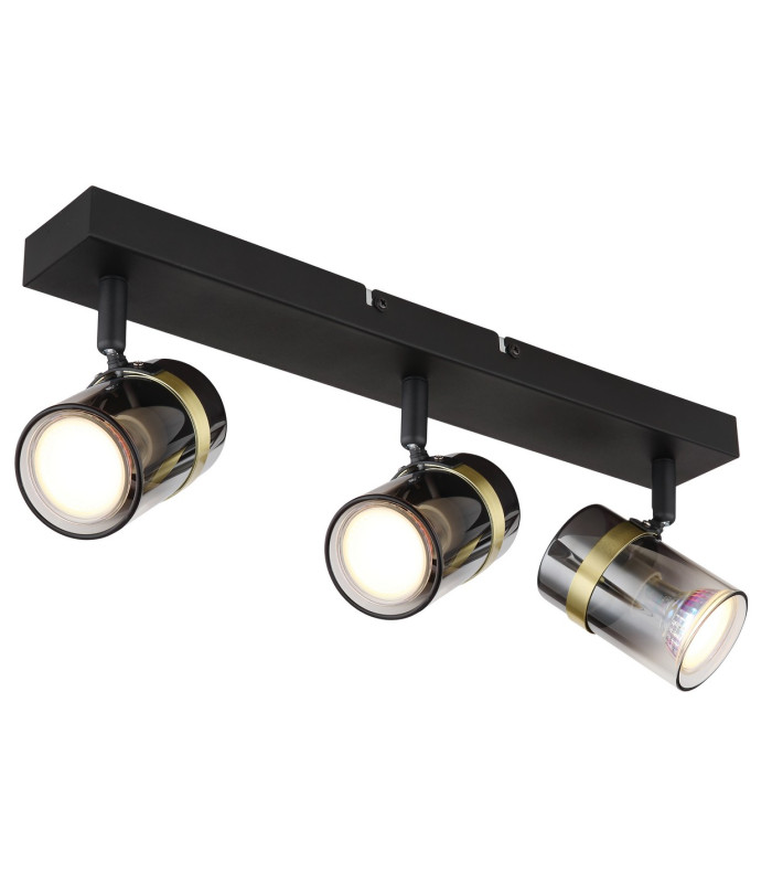 Trabby Ceiling Spotlight Bar Matt Black Smoke Glass Shade 3x GU10-1