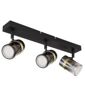 Trabby Ceiling Spotlight Bar Matt Black Smoke Glass Shade 3x GU10-2