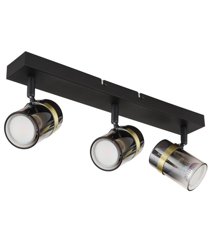 Trabby Ceiling Spotlight Bar Matt Black Smoke Glass Shade 3x GU10-2