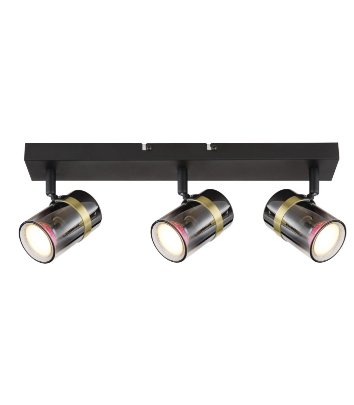 Trabby Ceiling Spotlight Bar Matt Black Smoke Glass Shade 3x GU10-3
