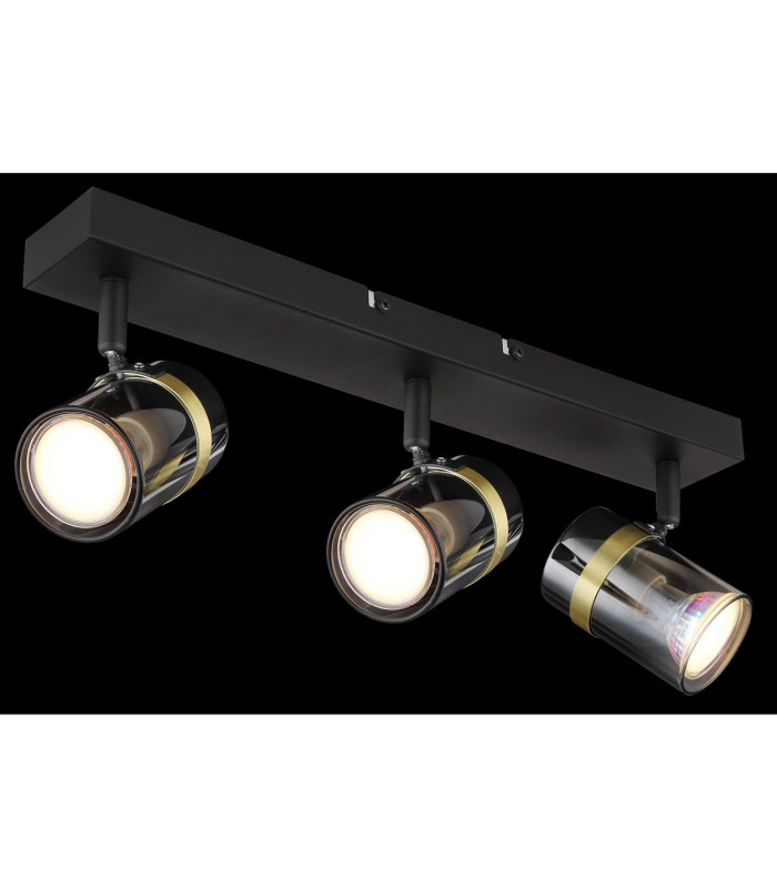Trabby Ceiling Spotlight Bar Matt Black Smoke Glass Shade 3x GU10-5
