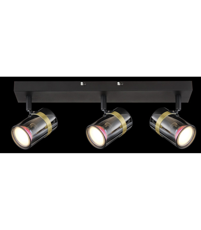 Trabby Ceiling Spotlight Bar Matt Black Smoke Glass Shade 3x GU10-6
