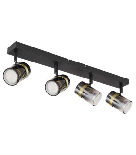 Trabby Ceiling Spotlight Bar Matt Black Smoke Glass Shade 4x GU10-2