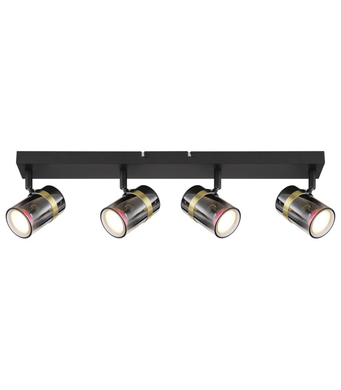 Trabby Ceiling Spotlight Bar Matt Black Smoke Glass Shade 4x GU10-3