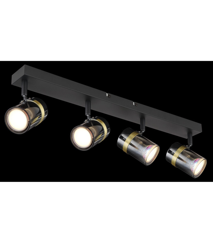 Trabby Ceiling Spotlight Bar Matt Black Smoke Glass Shade 4x GU10-6