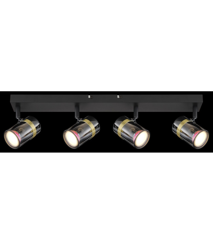 Trabby Ceiling Spotlight Bar Matt Black Smoke Glass Shade 4x GU10-7