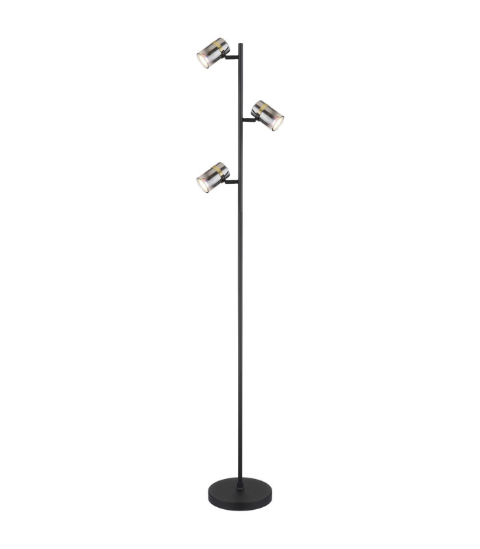 Trabby Multi Arm Floor Lamp Matt Black Smoke Glass Shade 3x GU10-1