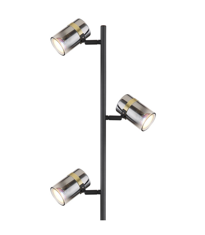 Trabby Multi Arm Floor Lamp Matt Black Smoke Glass Shade 3x GU10-3