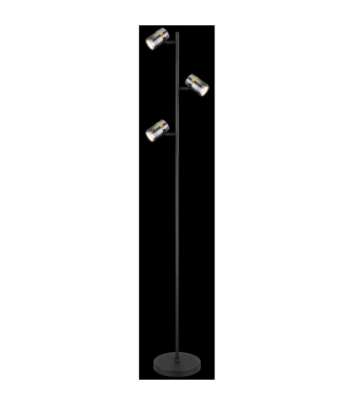 Trabby Multi Arm Floor Lamp Matt Black Smoke Glass Shade 3x GU10-4