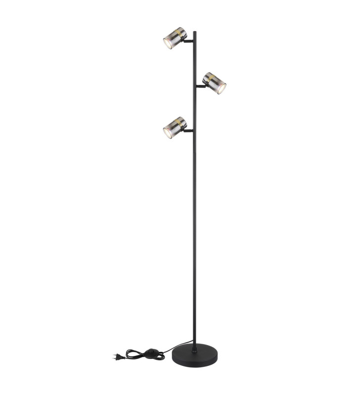 Trabby Multi Arm Floor Lamp Matt Black Smoke Glass Shade 3x GU10-5