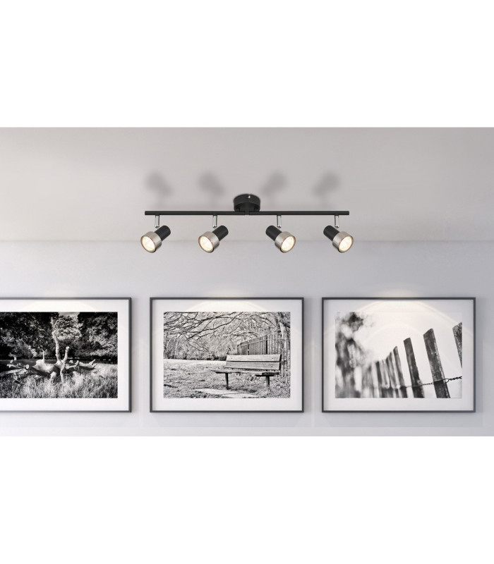 Mason Ceiling Spotlight Bar Matt Black Silver 4x GU10-6