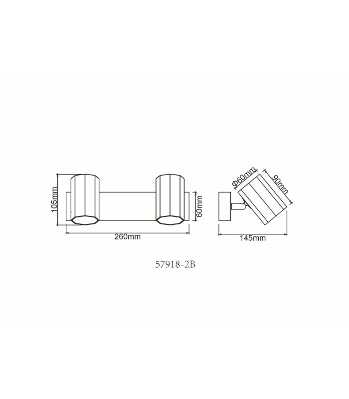 James Twin Ceiling Spotlight Matt Black 2x GU10-9