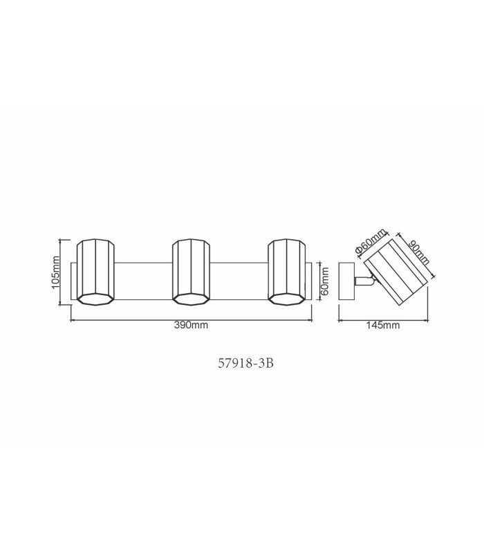 James Ceiling Spotlight Bar Matt Black 3x GU10-9