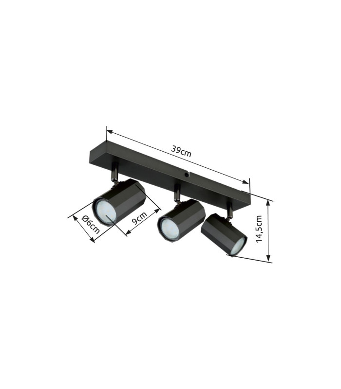 James Ceiling Spotlight Bar Grey Matt 3x GU10-9