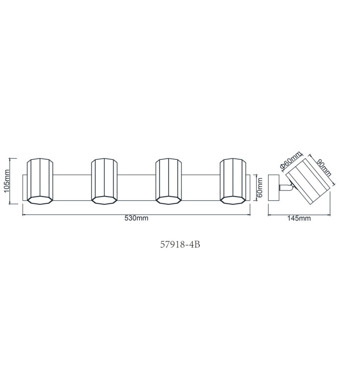 James Ceiling Spotlight Bar Matt Black 4x GU10-9