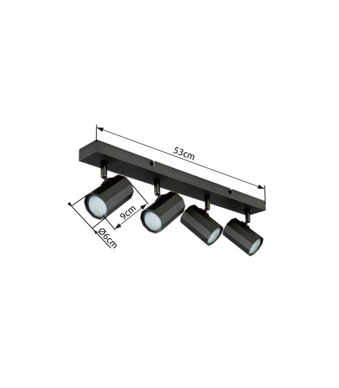 James Ceiling Spotlight Bar Grey Matt 4x GU10-10