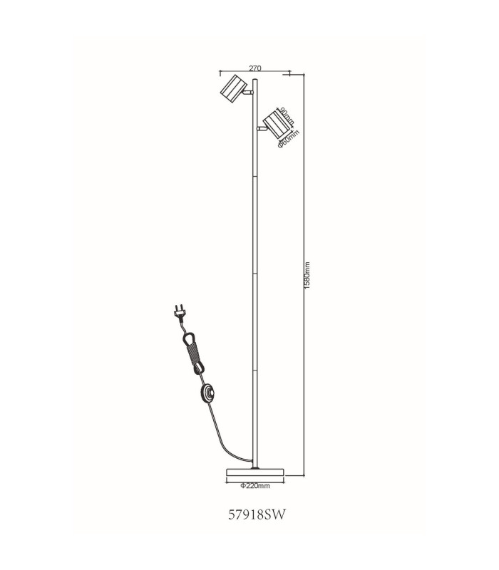 James Multi Arm Floor Lamp White Matt 2x GU10-9