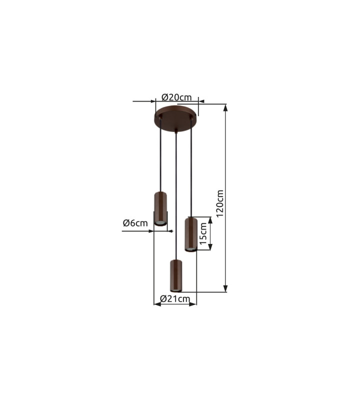 James Cluster Pendant Ceiling Light Bronze Colored Matt 3x GU10-8