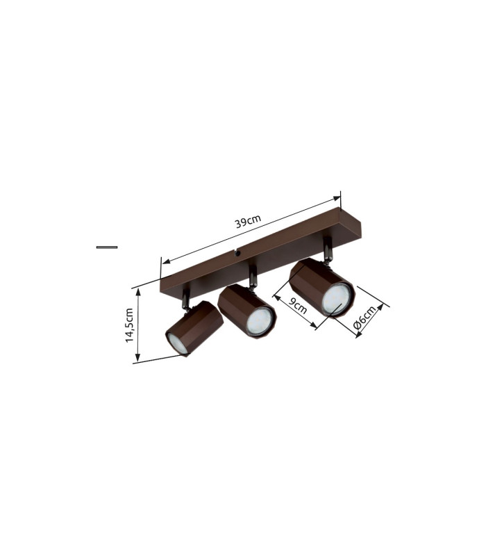 James Ceiling Spotlight Bar Bronze Colored Matt 3x GU10-9