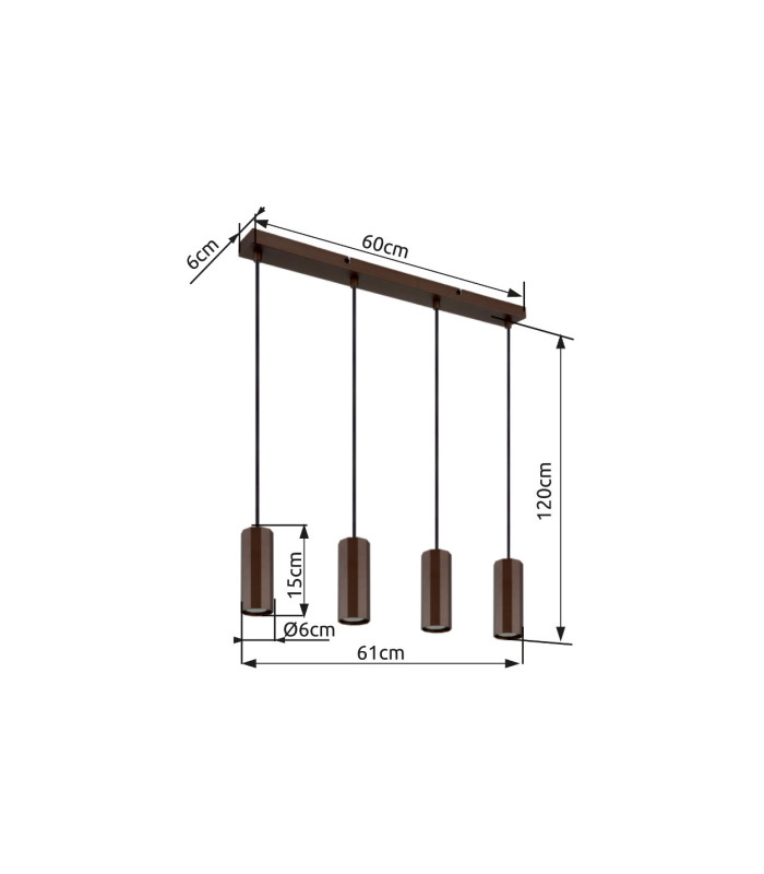 James Bar Pendant Ceiling Light Bronze Colored Matt 4x GU10-9