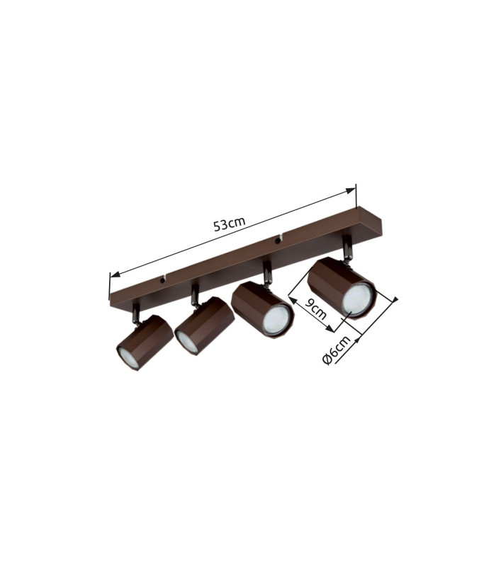James Ceiling Spotlight Bar Bronze Colored Matt 4x GU10-10
