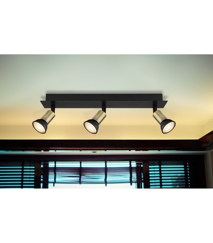 Drew Ceiling Spotlight Bar Matt Black Gold 3x GU10-9