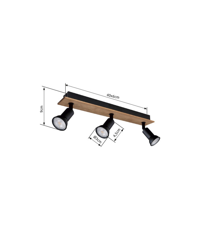Drew Ceiling Spotlight Bar Dark Brown 3x GU10-10