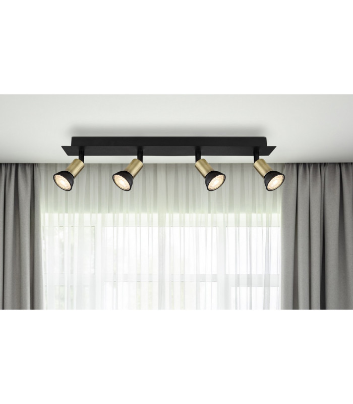 Drew Ceiling Spotlight Bar Matt Black Gold 4x GU10-9