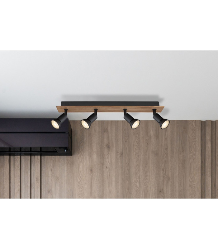 Drew Ceiling Spotlight Bar Dark Brown 4x GU10-9