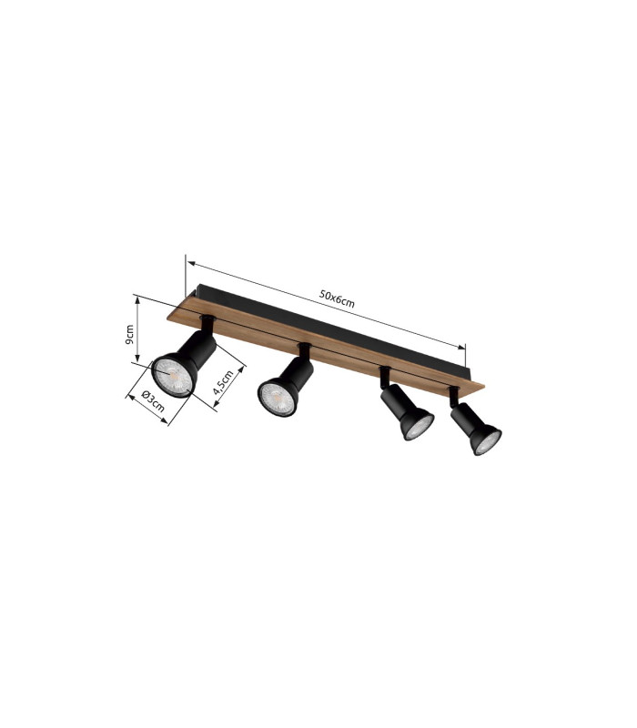Drew Ceiling Spotlight Bar Dark Brown 4x GU10-10