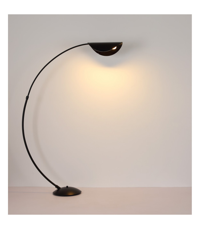 Robles Arc Floor Lamp Matt Black LED Dimmable 3000K-6