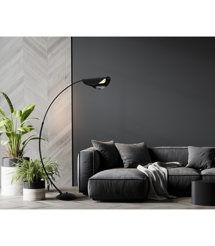 Robles Arc Floor Lamp Matt Black LED Dimmable 3000K-8