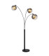 Newcastle Multi Arm Floor Lamp Matt Black Smoke Glass Shade 3x E27-1