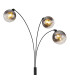 Newcastle Multi Arm Floor Lamp Matt Black Smoke Glass Shade 3x E27-3
