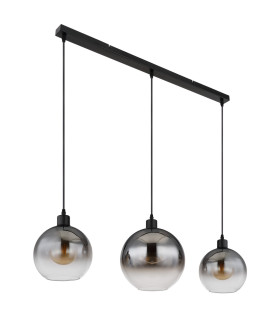 Newcastle Bar Pendant Ceiling Light Matt Black Smoke Glass Shade 3x E27-2