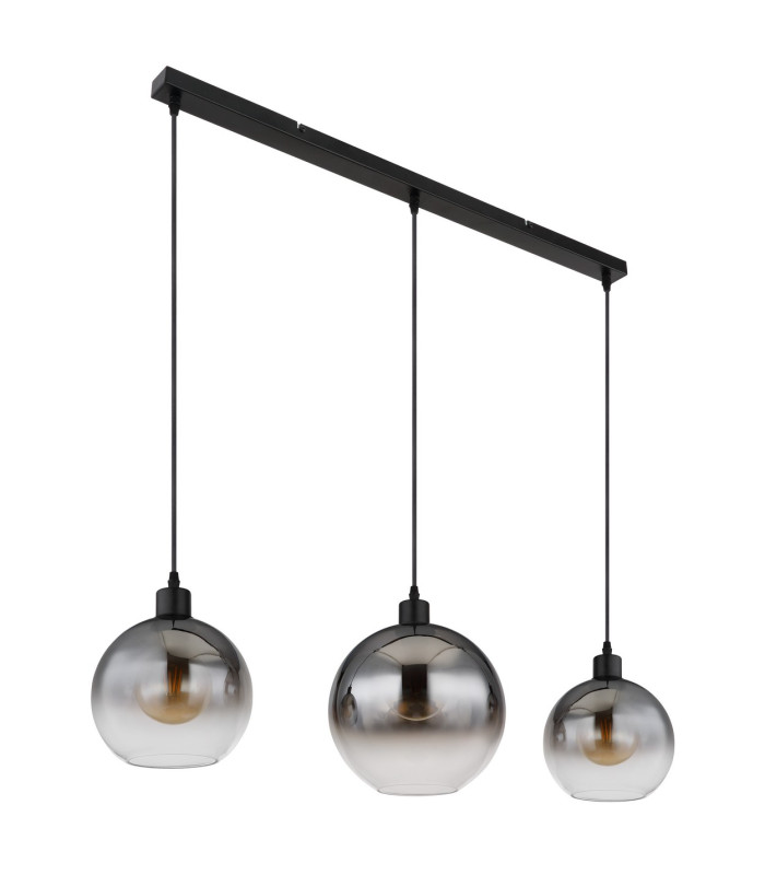 Newcastle Bar Pendant Ceiling Light Matt Black Smoke Glass Shade 3x E27-2