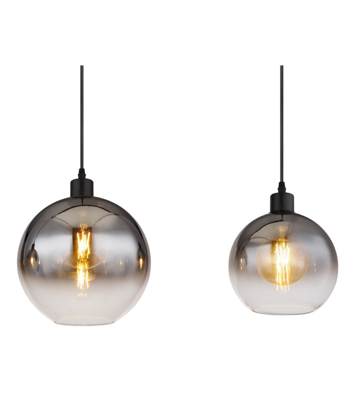 Newcastle Bar Pendant Ceiling Light Matt Black Smoke Glass Shade 3x E27-4