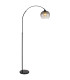 Newcastle Arc Floor Lamp Matt Black Smoke Glass Shade 1x E27-1