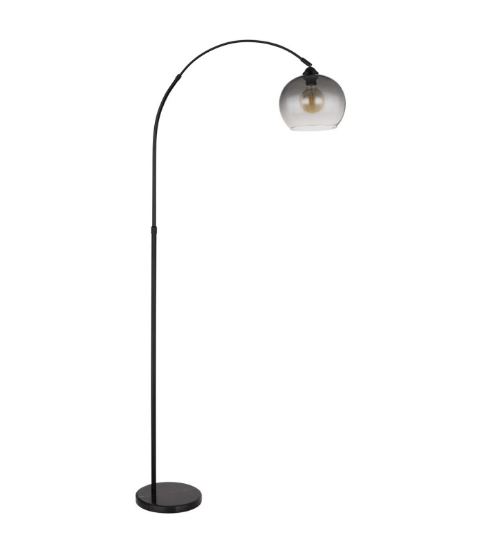 Newcastle Arc Floor Lamp Matt Black Smoke Glass Shade 1x E27-2
