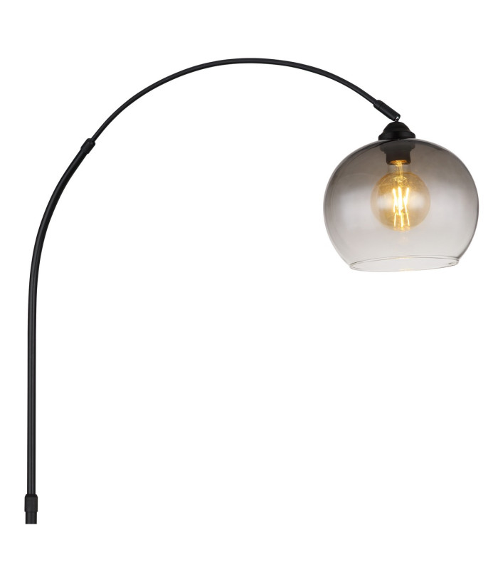 Newcastle Arc Floor Lamp Matt Black Smoke Glass Shade 1x E27-3