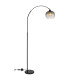 Newcastle Arc Floor Lamp Matt Black Smoke Glass Shade 1x E27-5