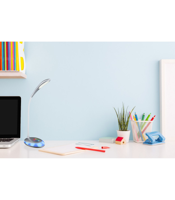 Minea Desk Task Lamp Silver Metallic LED Dimmable 5000K-7