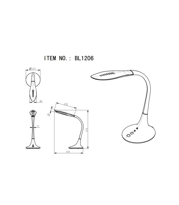 Pattaya Desk Task Lamp Chrome LED Dimmable 4500-3000K Touch Dimmer-6