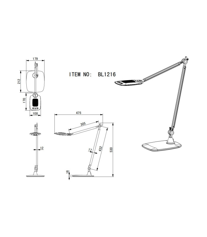 Pattaya Desk Task Lamp Silver Grey LED Dimmable 5000-3000K Touch Dimmer-7