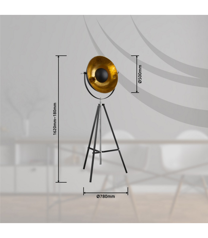 Xirena Tripod Floor Lamp Chrome 1x E27-6