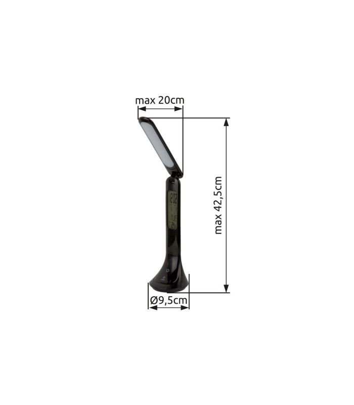 Tyrell Desk Task Lamp Black LED 4000K Clock Timer-8