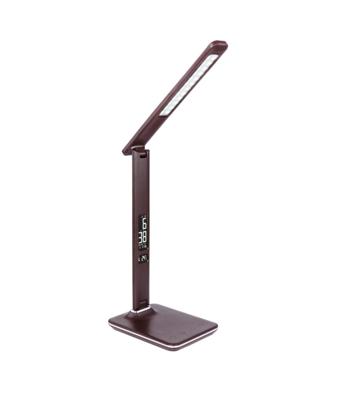 Tanna Integrated LED Table Lamp Dark Brown LED Dimmable 3000-6000K Clock-1