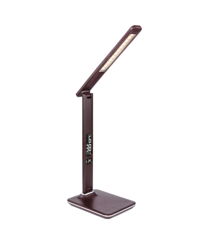 Tanna Integrated LED Table Lamp Dark Brown LED Dimmable 3000-6000K Clock-6
