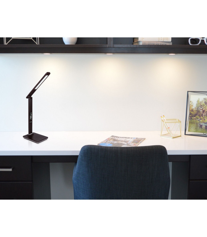 Tanna Integrated LED Table Lamp Dark Brown LED Dimmable 3000-6000K Clock-9