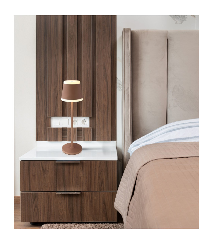 Ridley Bedside Table Lamp Rust Colored IP54 LED Dimmable 3000K Touch Dimmer-8